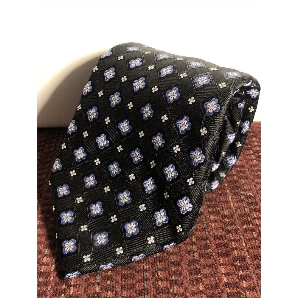 Jos. A. Bank Executive Collection Silk Tie Mens Navy Woven Floral Geo Necktie